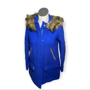 J.crew Womens Nello Gori Chateau Parka Jacket Blue
Zip Up Hooded Petites 2P New